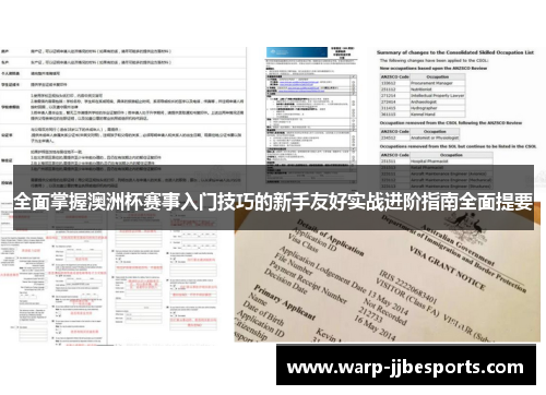 全面掌握澳洲杯赛事入门技巧的新手友好实战进阶指南全面提要